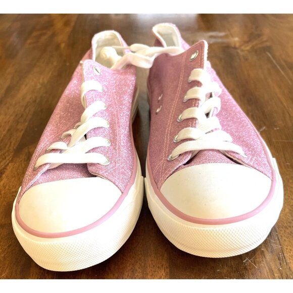 Pink Glitter Canvas Sneakers Womens Size 11 Shoes With White Laces Size 11 US - Picture 4 of 14